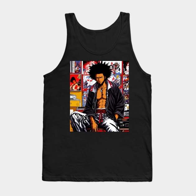 Samurai Afro Lofi Hip hop Aesthetic 90s Tank Top by geekmethat